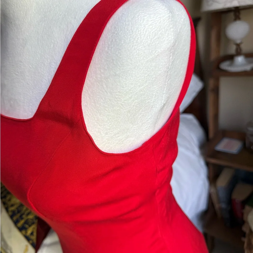 Vintage Hugo Buscati Silk Red Sheath Mini Dress - Picture 3 of 9